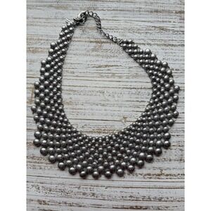 Gorgeous Chicos Graduated Bib Link Mesh Necklace Silver Chunky Statement AS IS